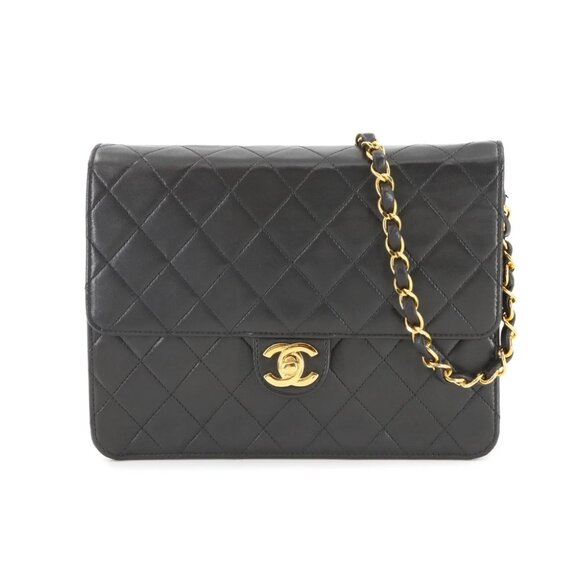 CHANEL Matelasse Chain Shoulder Bag Leather Black Vintage Purse 90280785 - Picture 1 of 11